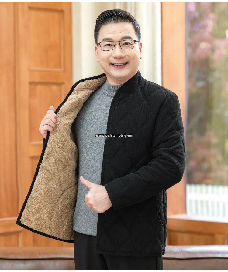Men's Winter Thickened Silk-Cotton Jacket for Middle-Aged & Elderly