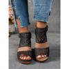 Summer Cut-out Heeled Sandals Women's 2025 New Thick-heeled Plus-size Buckle Roman Sandals