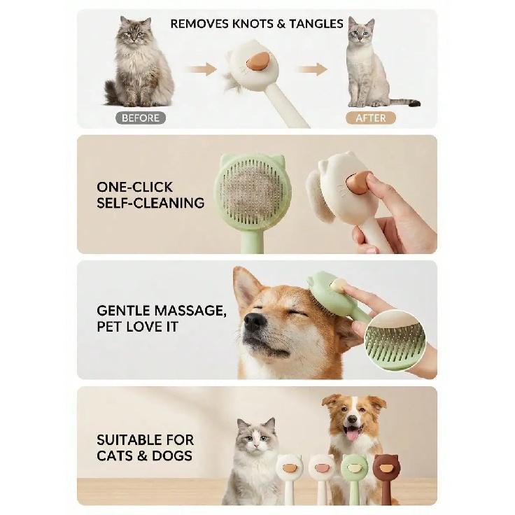 New Pet Cat Bathing Massage Floating Hair Brush, Dog Grooming Deshedding Brush, Universal Pet Grooming Supplies SP260311194581290594438