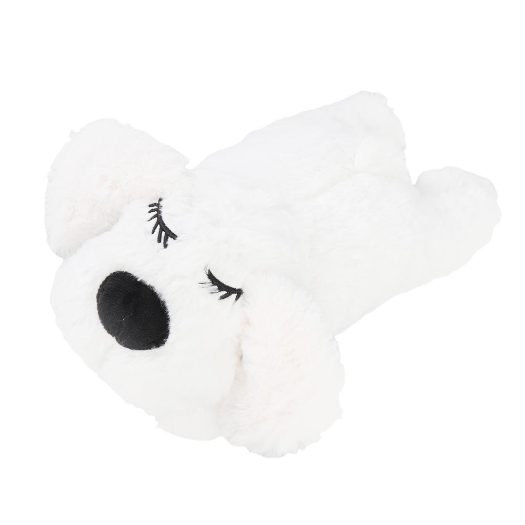 Heartbeat Puppy Toys Interactive Stuffed Animal Heartbeat Plush Toy for Pet Behavioral Sleep Calming Aid White
