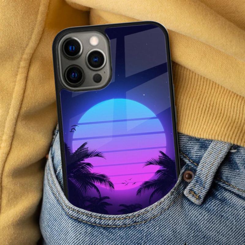 Hot Synthwave Retro 80s Neon Magnetic Soft Phone Case for iPhone 16 Promax 15 Pro 13 14 Plus 11 12 Mini MagSafe Coque