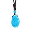 Casual Simple Natural Water Droplet Pendant Necklace Amethyst Opal Obsidian Red Agate Pendant Adjustable Cord Chain Necklace