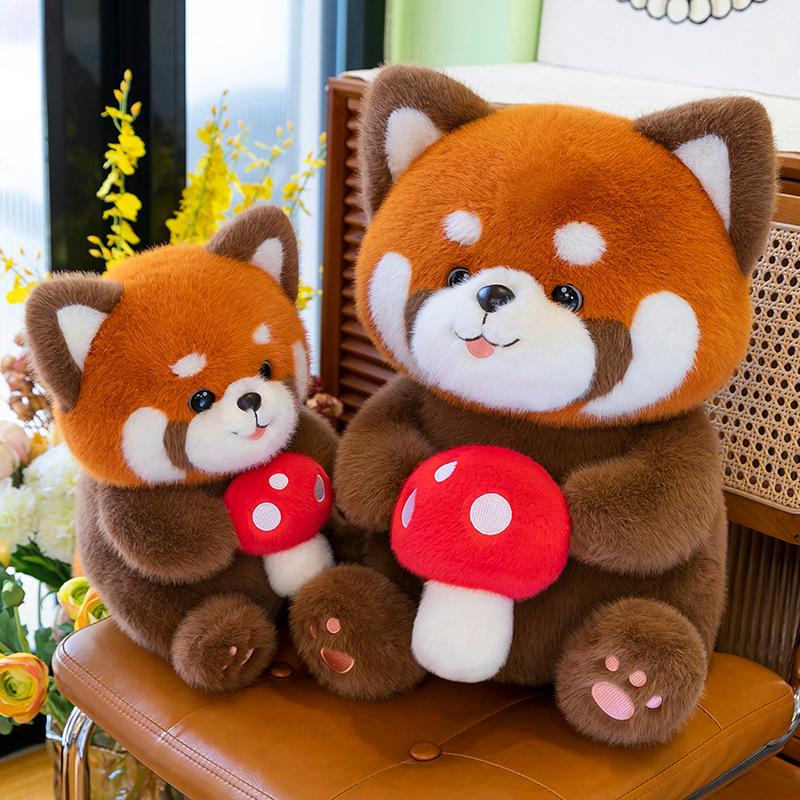 Cute Gugu Little Panda Plush Toy Mushroom Raccoon Home Decoration Ring Gift Children's Birthday Gift