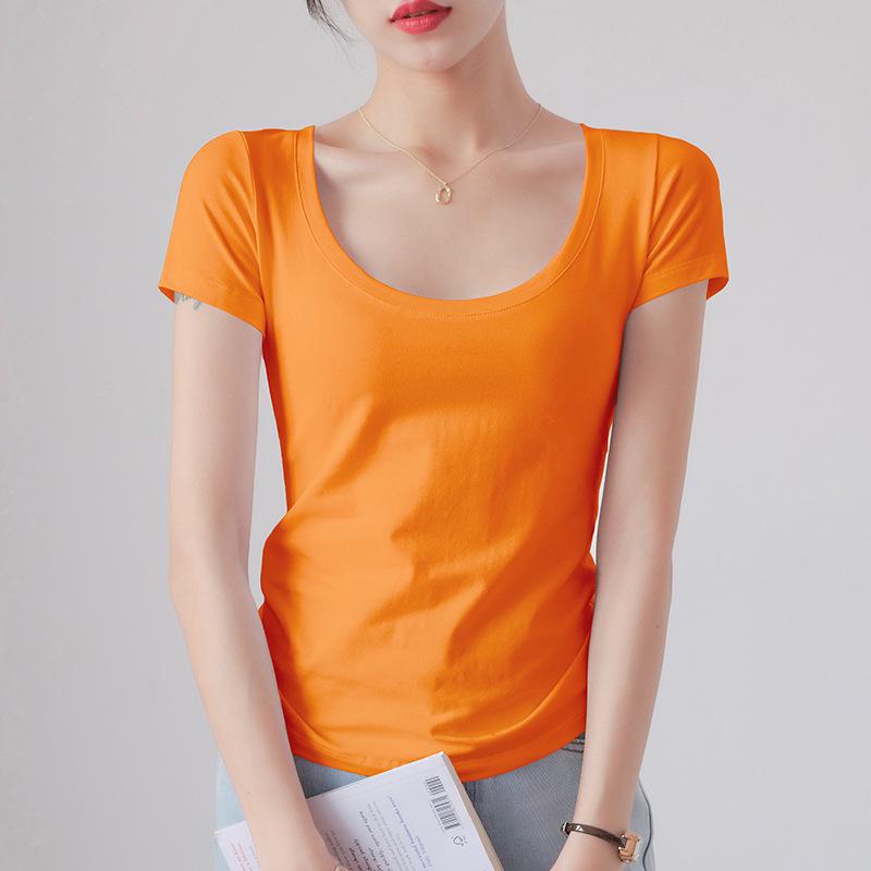 Women's Slim Fit White Round Neck Pure Cotton Short Sleeve T-Shirt - Summer 2025