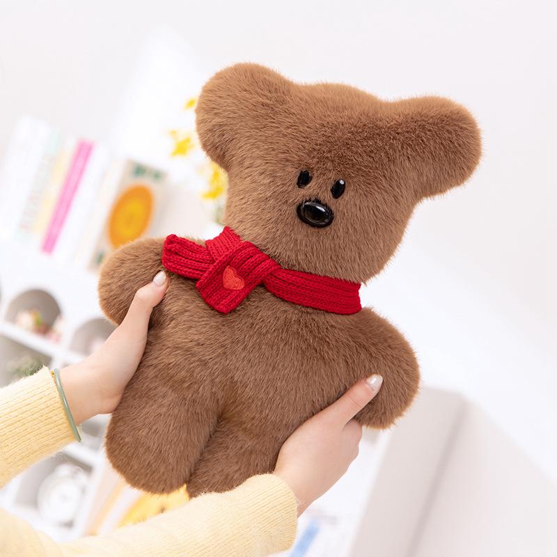 New Cute Tilted Head-style Scarf Bean Bear Doll Plush Toy Bear Doll Children's Pillow Gift Doll