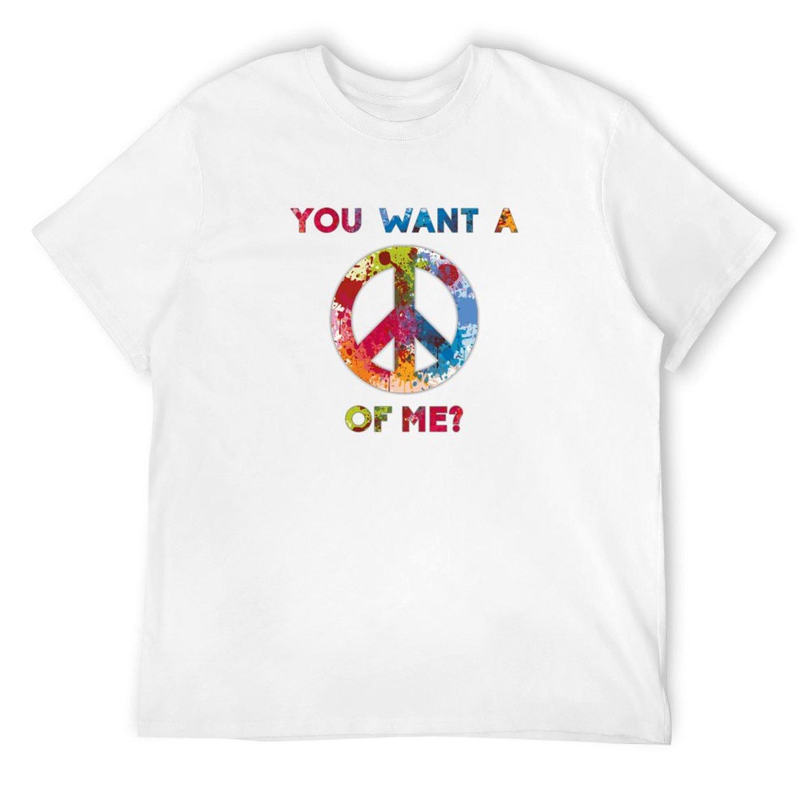 Ты хочешь от меня МИРА? Футболка летний топ уличная одежда хлопок с принтом футболки рубашки мужские с принтом S