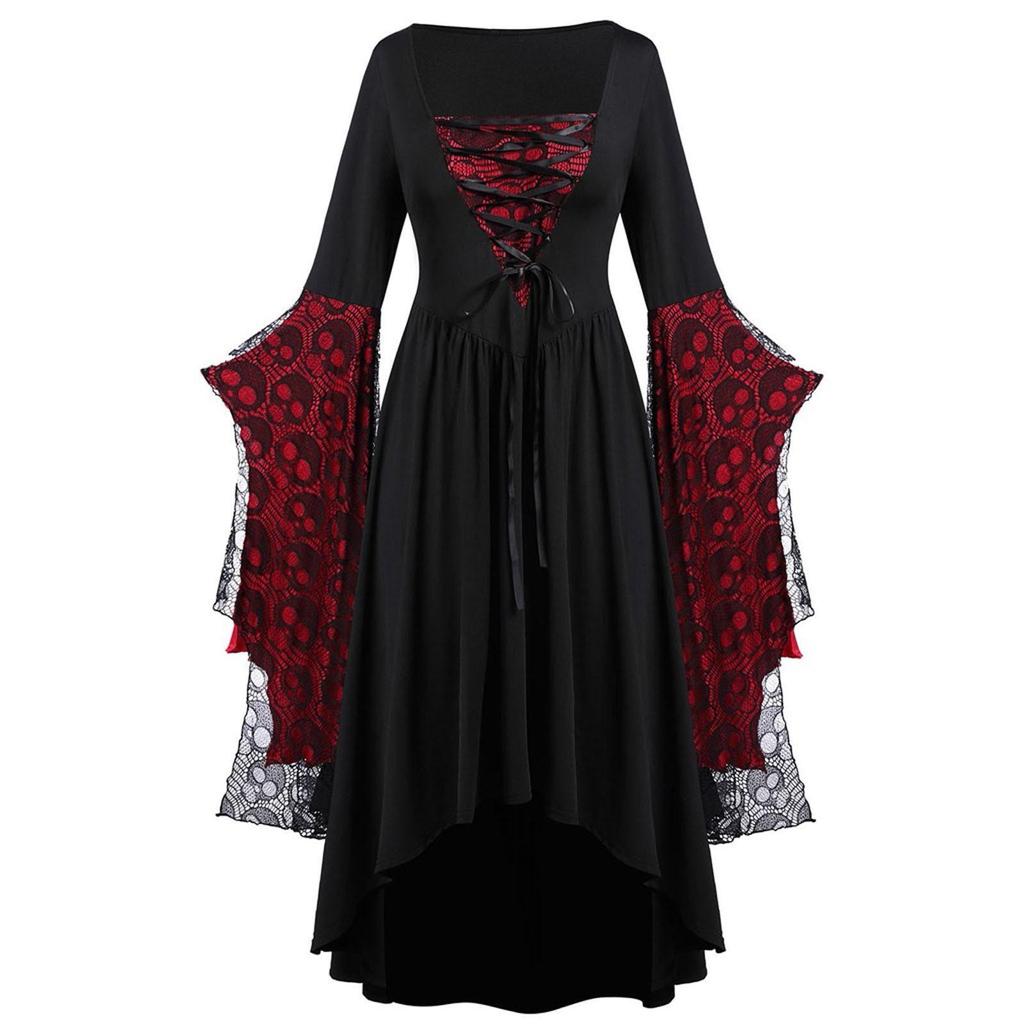 2023 Halloween Skull Lace Strappy Dress for Women