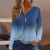 Women's T Shirt Tee Button Long Sleeve Daily Weekend Fashion Basic V- Neck Regular Top