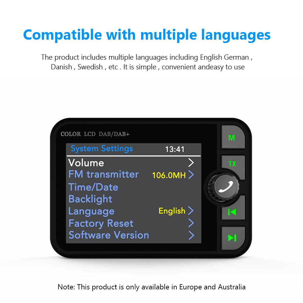 Stereo Digital Signal Broadcast Adapter 2.4 Inch LCD Color Screen DAB Radio Receiver Bluetooth-compatible 5.0 Hands-free for Car