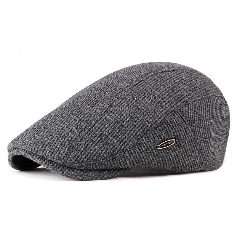 Autumn Winter Knitted Flat Cap for Men Women Retro British Style Solid Color Newsboy Hat Warm Wool Beret Casual Duckbill Cap