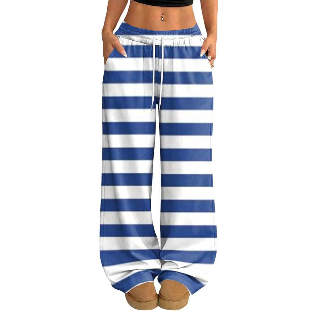 Damen Lässige und Modische Bedruckte Elastische Taille Weite Hose