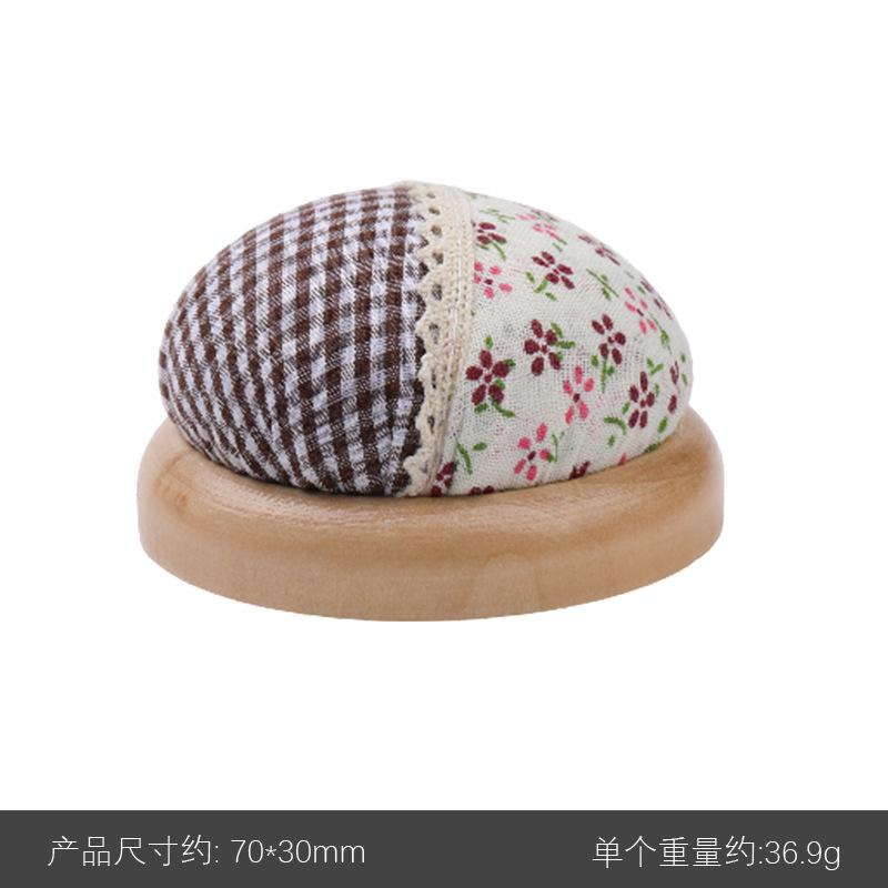Rural Style Wooden Base Round Cute Cushions Pincushions Pin Cushion Pincushion Holder Needle Holders Pin Holders for DIY Craft