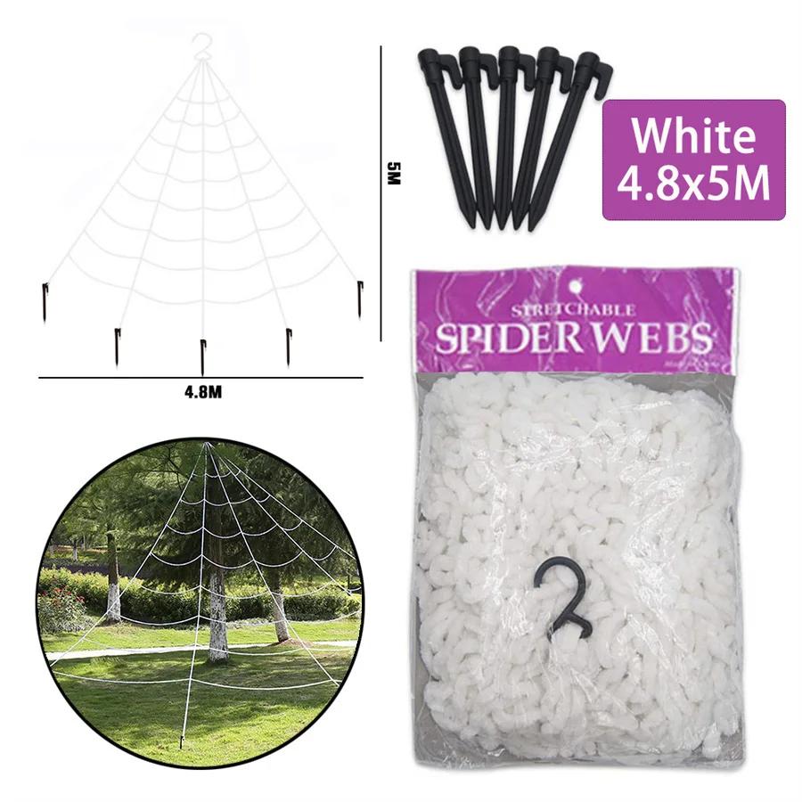 Halloween Triangle Spider Web,5M/7M Giant Simulation Spider Web,Halloween Props House Party Supplies Fake Webs Garden Decor