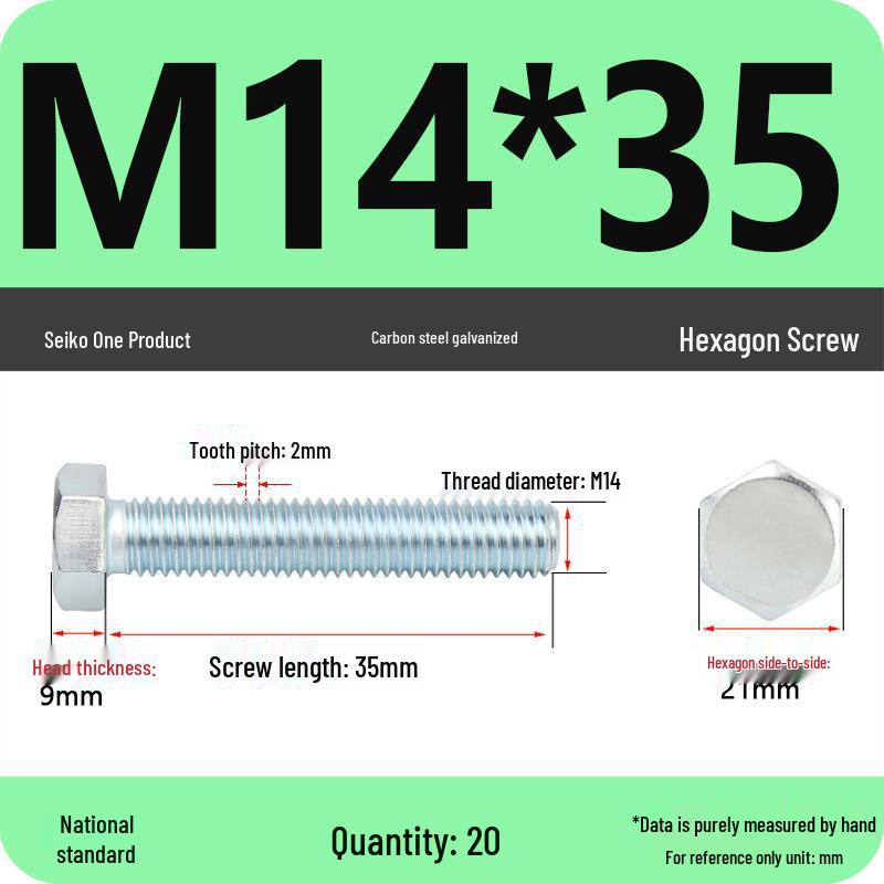 8.8 Grade Hot-Dip Galvanized Hex Bolt Nail M4-M30