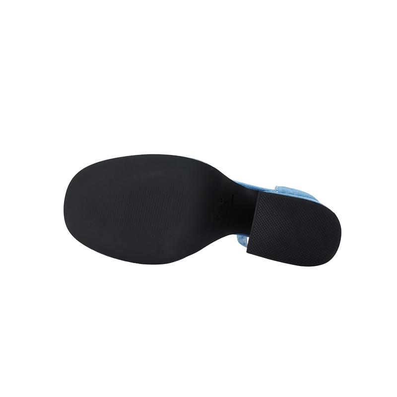 Moda Kaky's Nueva Boca de Pez Impermeable Plataforma Hebilla con Mezclilla Grandes Sandalias de Mujer Tacón Alto Boca de Pez