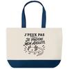 Large Blue Bottom Tote Bag I Can't I Prefer My Axolotl I Can't Minimalist | 170 G/m² Cotton Canvas 27 L Inner Pocket