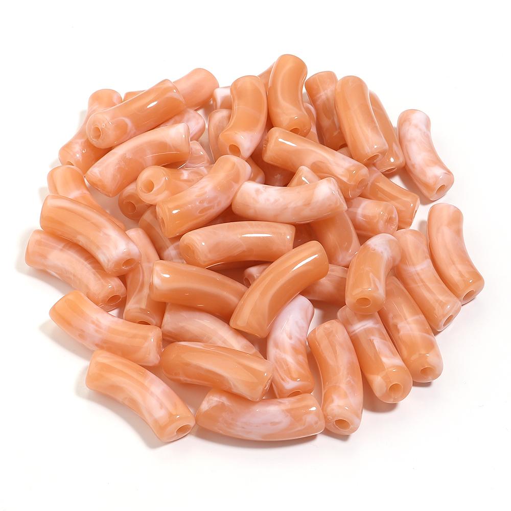 20pcs 35x11mm Acrylic Curved Tube Beads Dual Color Loose Beads For Jewelry Making DIY Handmade Necklace Bracelets Accessories