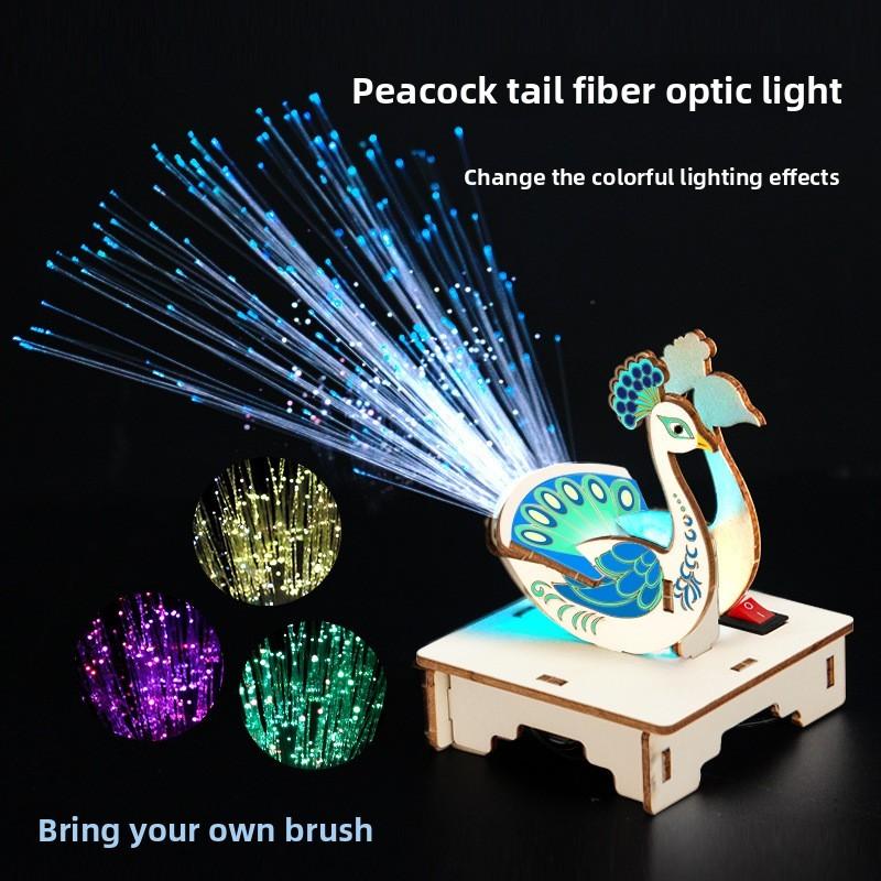 Science Experiment Fiber Optic Peacock Kit With Diy Electric Components For Childrens Educational Fun