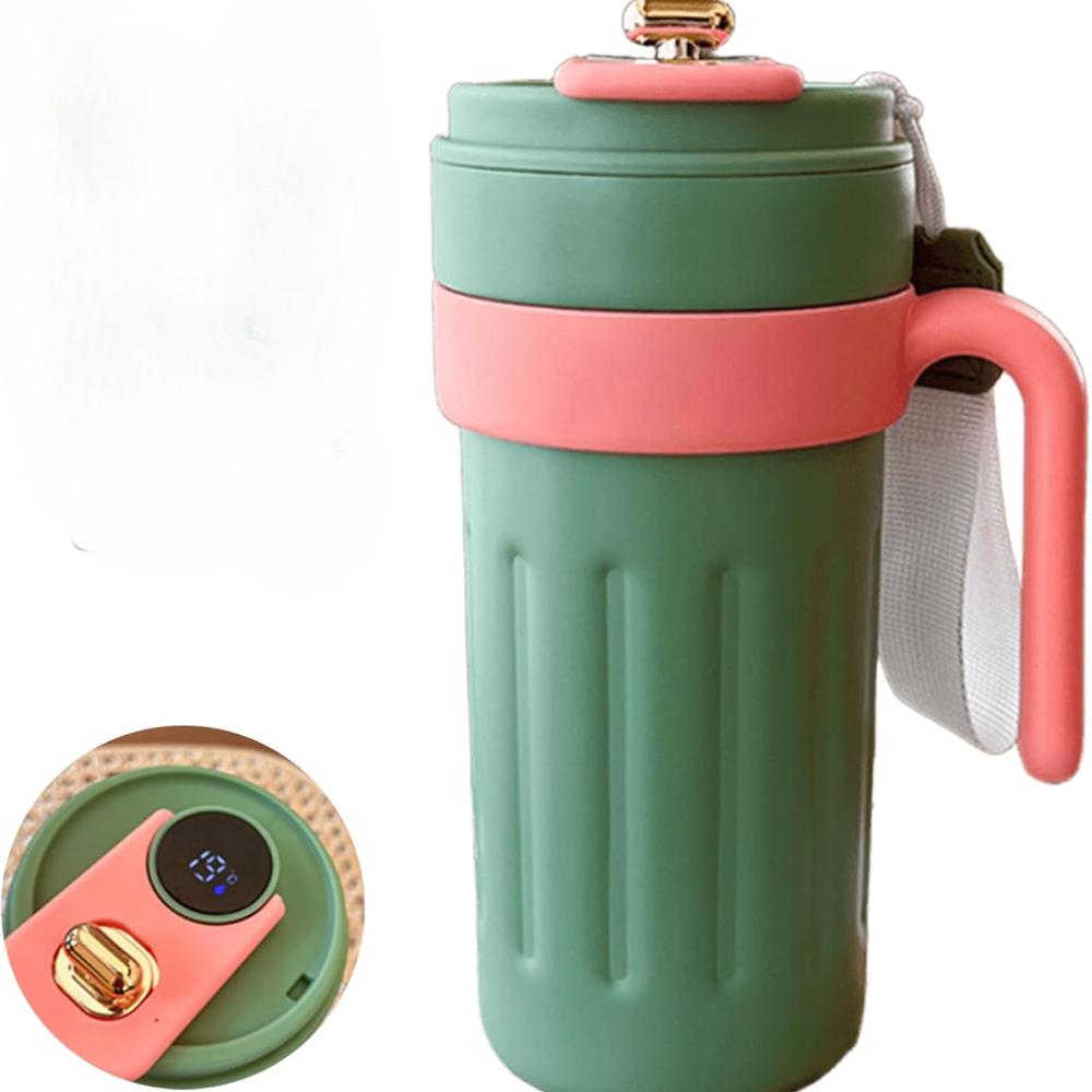 Kaffeetasse mit Temperaturanzeige, LED-Temperaturanzeige Kaffeetasse Edelstahl Thermoskanne, Intelligente Kaffeetasse mit Deckel