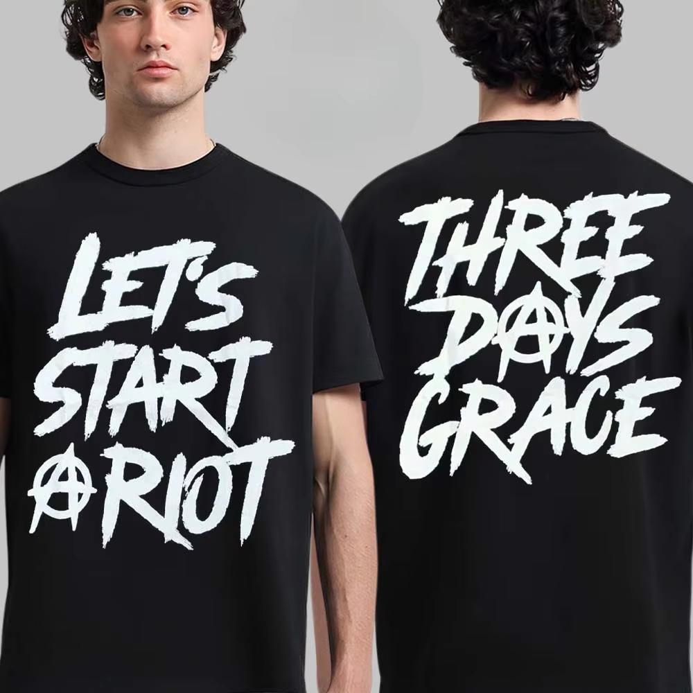 MultiEleUnisext Brushstroke Print Tee Rock Band Streetwear Casual Unisex Top for Fans Three Days Grace Tour Dates Graphic Tee