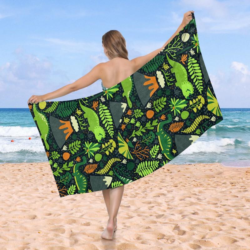 Ultrafine Microfiber Beach Towel Large Size Quick Dry Absorbent Digital Print Swim Cover Up Sun Protection Women Men Kids Pool Travel