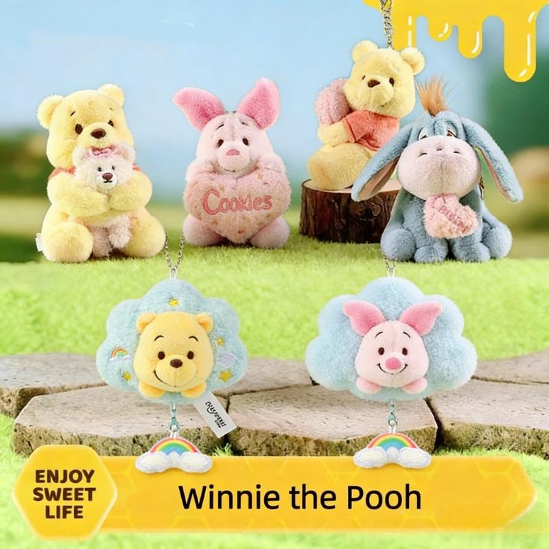 Classic Popular Anime Official Winnie The Pooh Piglet Roo Plush Doll KeychainPendant Bag Charm Childrens Christmas Birthday Gift