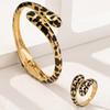 Stylish Leopard Pattern Jewelry Set Adjustable Open Bracelet and Ring Handmade Accessories for Fashion Enthusiasts