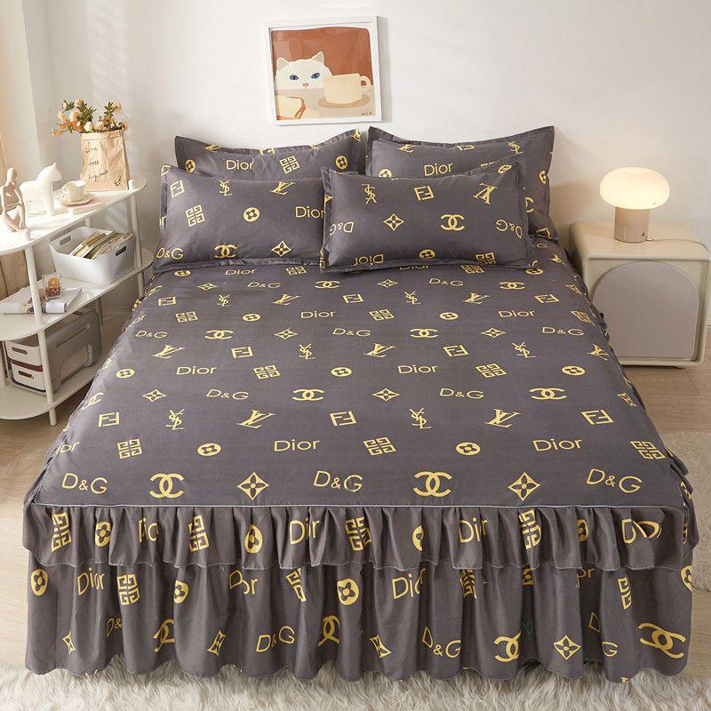 

Европейская элегантная юбка-кровать с рюшами, однотонная юбка-кровать, утепленное мягкое гладкое покрывало King Queen с наволочкой для спальни 150*200