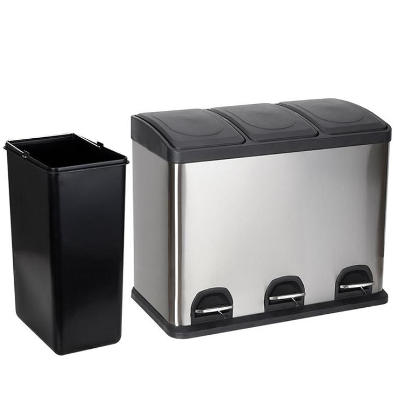 Household Large Capacity Stainless Steel Garbage Can Kitchen Specific Dry Wet Separation Waste Bin