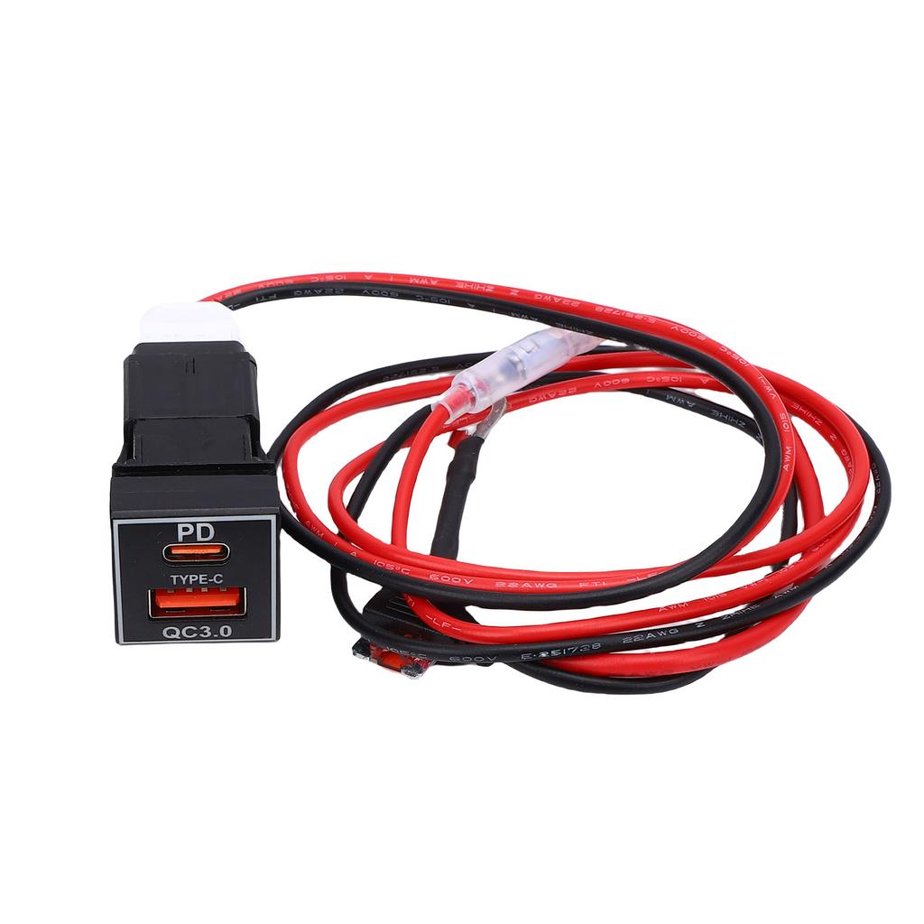 Prise allume-cigare pour voiture Type C Charge Rapide QC3.0 PD3.0 Double Port USB Remplacement pour Rav4 Corolla Camry Série 70 Prado