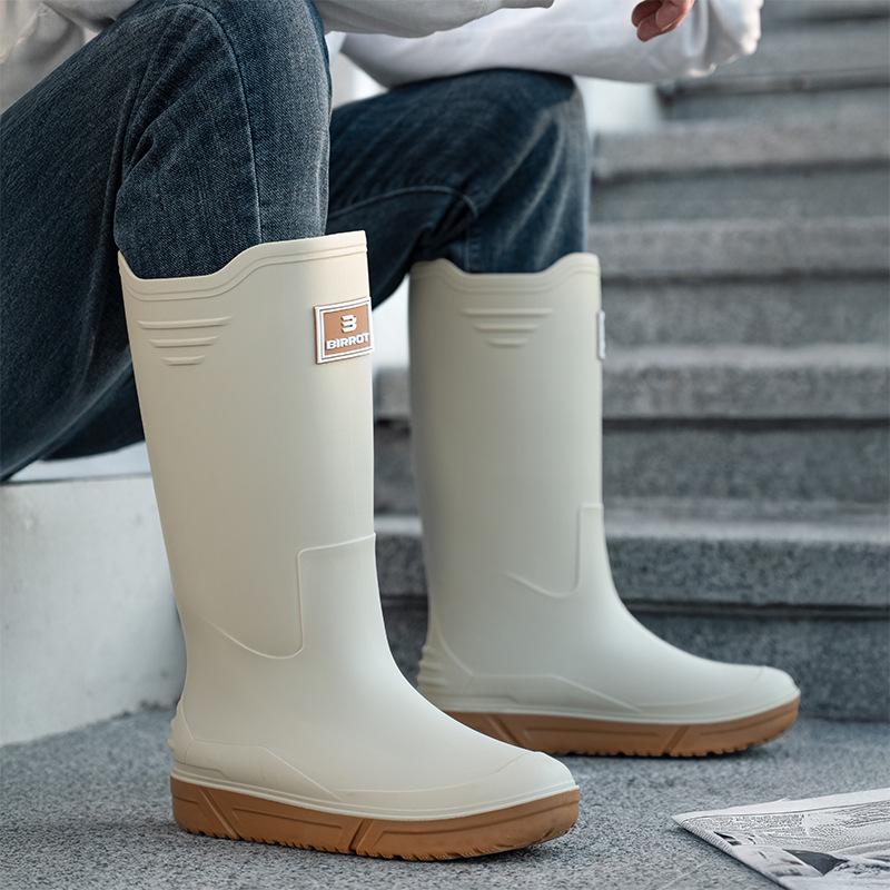 

Мужские нескользящие водонепроницаемые резиновые сапоги для строительства, рыбалки, кухни - прочные, длинные, износостойкие резиновые сапоги 40 грязно-белый