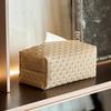 Faux Leather Tissue Box Holder Easy Maintenance Rattan Stain-resistant Tissue Case