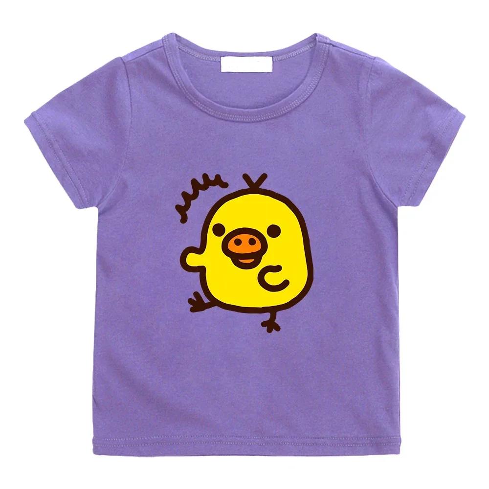 

Kiiroitori Yellow Chick Kawaii Print T-shirt for Children Boys and Girls 100% Cotton Tee-shirt Casual Short Sleeve Summer Tshirt 100