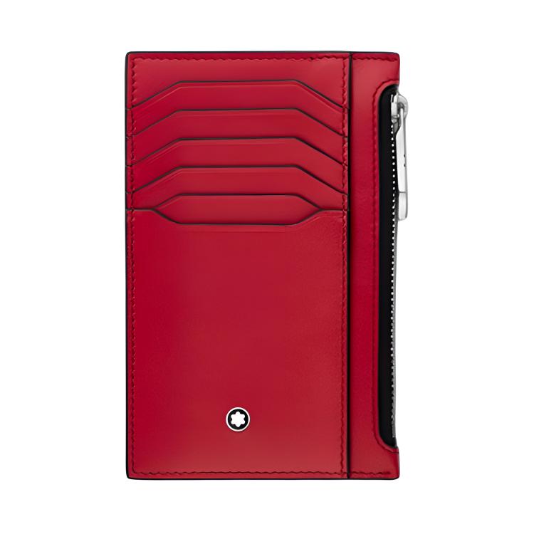 

Montblanc Meisterstück Hexagonal White Star Logo Vertical Multi-Card Slot Zipper Pocket Leather Wallet Card Holder Men Wallet Red 129688 Box(Basic Set+Box)