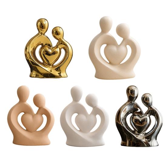 Keramik Paar Statue Umarmendes Paar Figur Romantische Liebende Skulptur für Hochzeitstag Valentinstag TV-Ständer Regal Deko