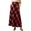 Women's Retro Plaid Maxi Skirt, High-Waisted, Fashionable Casual A-Line Pleated Plaid Floor-Length Skirt