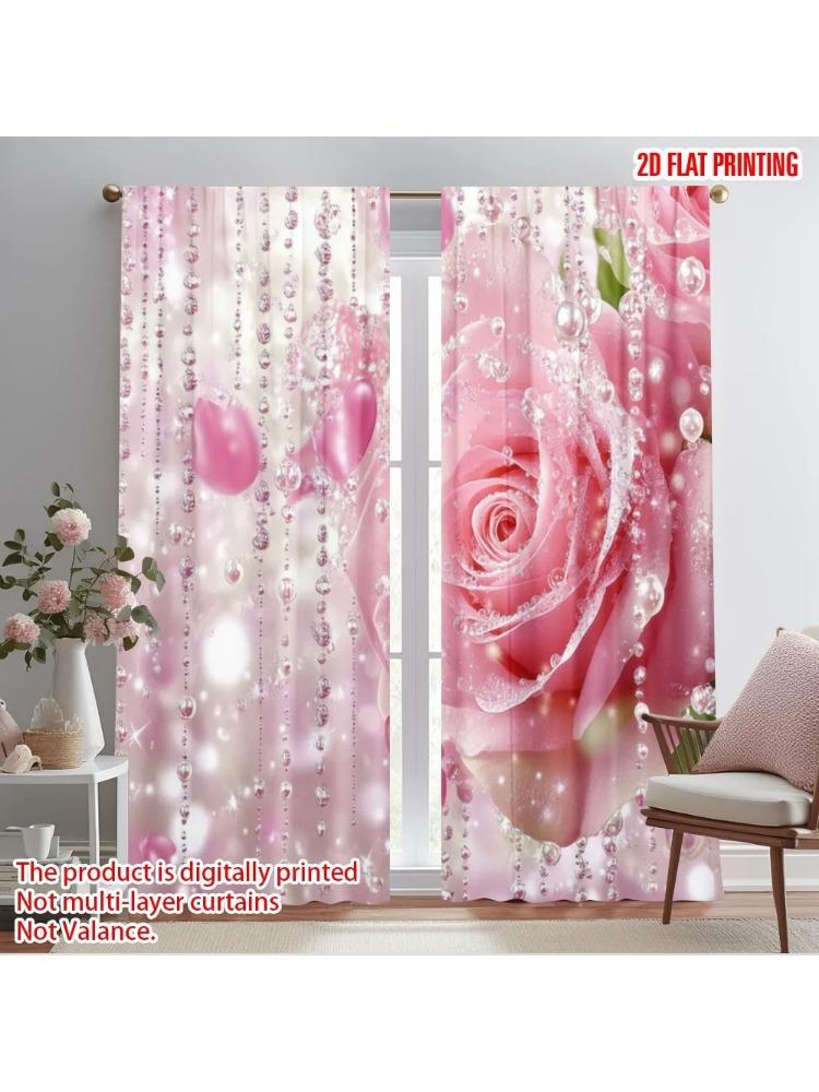 

Plane Printing Curtains Window Treatment Crystal Roseburst Polyester Easy Install Without Rod Home Decor Perfect Made Of W100*H70(CM)-Rod Pocket&2PCS