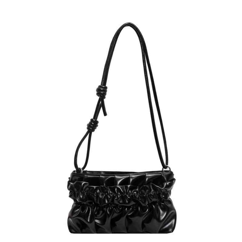 High-end fashion bag women's 2025 summer new Korean version simple pleated oblique span small square bag shoulder armpit bag