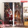 2pcs 2D Flat Printing Merry Christmas Curtain Santa Claus Deer Christmas Fireplace Fabric Without Electricity Festive Wall Decor