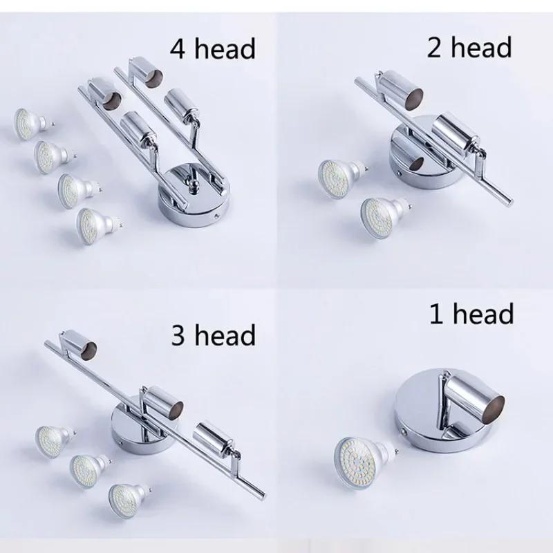 Chrome Design Adjustable Led Ceiling Light 1/2/3/4 Heads Rotatable Modern Ceiling Lampshades for Store Cafe Decor Fixture