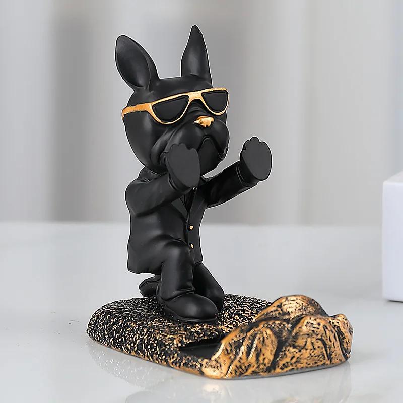 Cute Graffiti Bear Resin Statue & Phone Holder Funny Desk Decor Creative Gift for Friends Cool Bedroom Shelf Ornament With