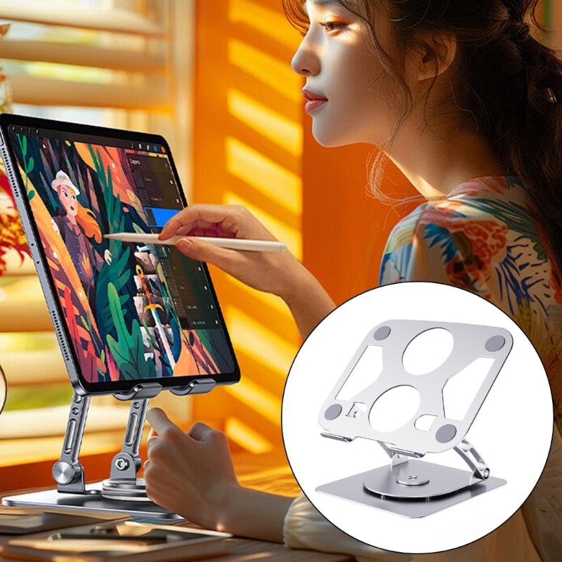Carbon Steel Laptop Holder 360°Rotation Ventilated Design For Enhances Cooling Adjustable Height From 50mm To 290mm