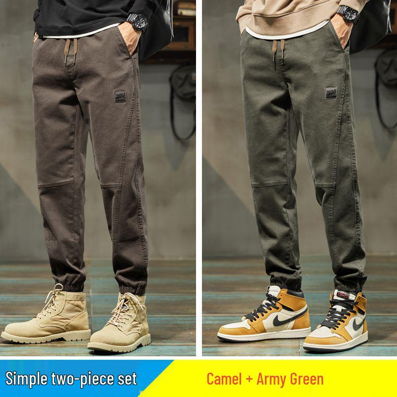 Pánské trendy značkové 2025 podzim/zima plus sametové tepláky - volné, všestranné, sportovní ležérní kalhoty
