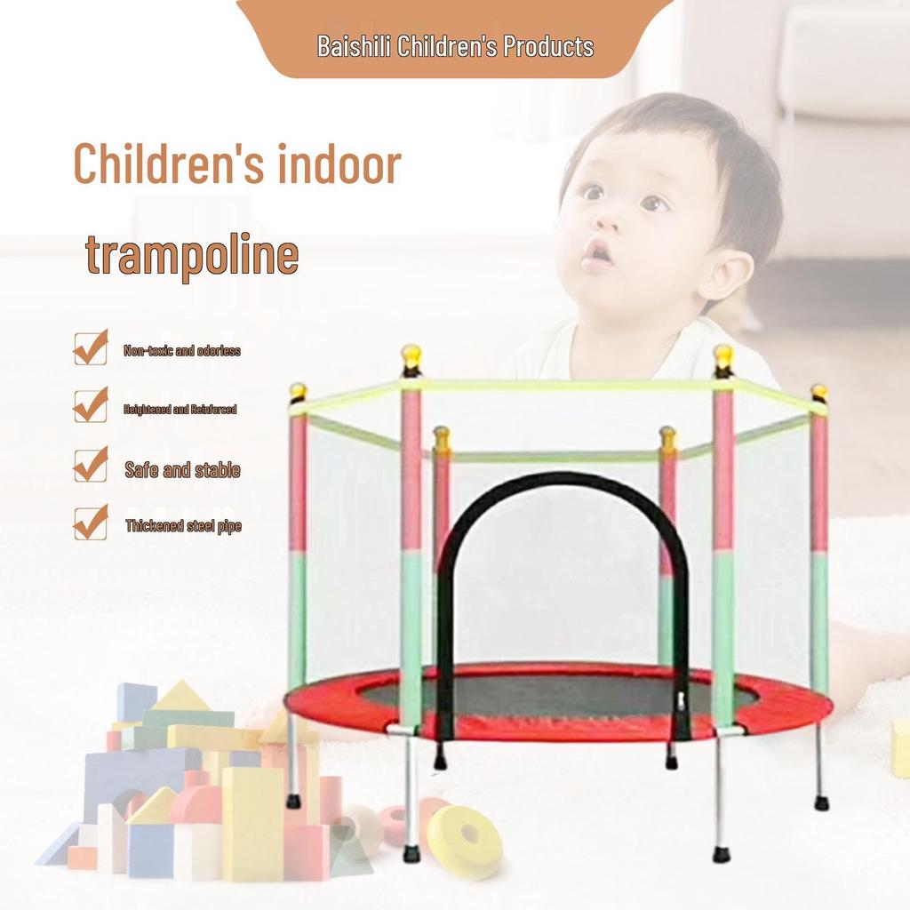 Kids' Indoor Safety Trampoline with Anti-Rollover and Anti-Pinch Features