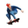 62KD 1/64 Scale Realistic Resins Skateboard Boy Girl Sculpture for Model Train Layouts and Dollhouses Landscape Decorations
