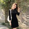 Black velvet new Chinese Suzhou short long-sleeved cheongsam improved young women's high-end sense small man spring and autumn