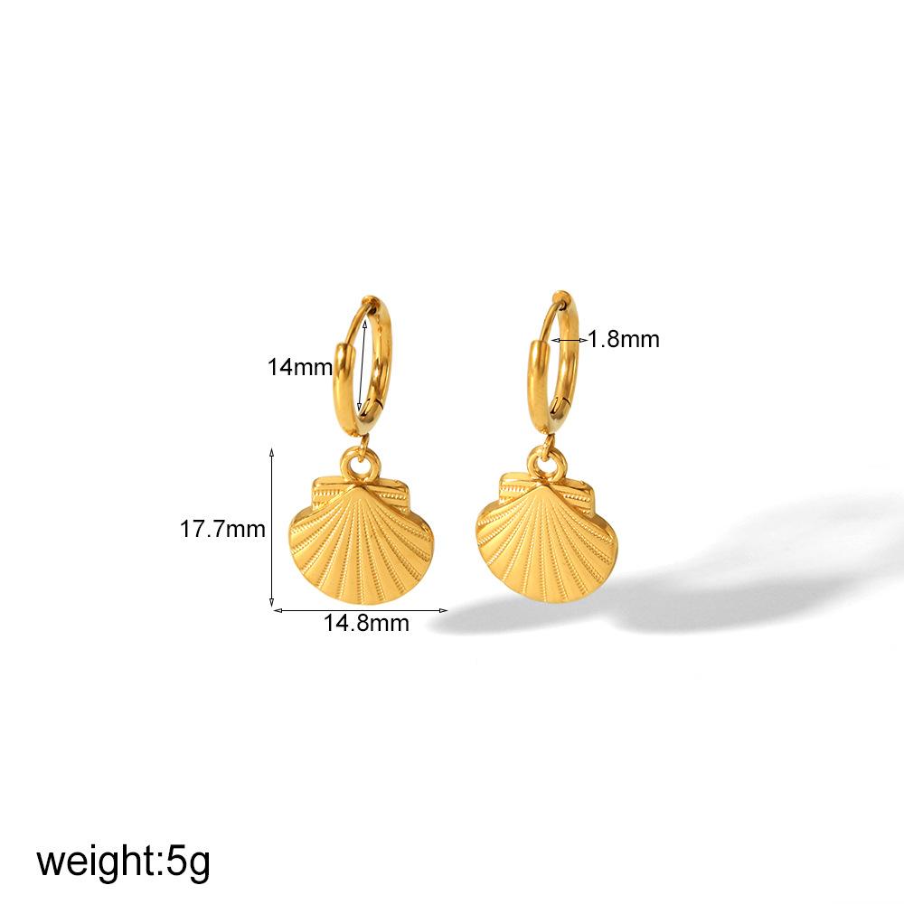 Light Luxury Fashion Marine Series Jewelry Stainless Steel Shell Earrings 18k Gold Starfish Stud Earrings Women