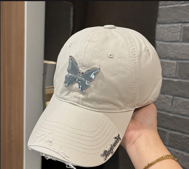 Ins Metal Butterfly Baseball Cap Men Women Soft Washed Cotton Snapback Hats Sun Visors Hip Hop Trucker Caps  Casquette