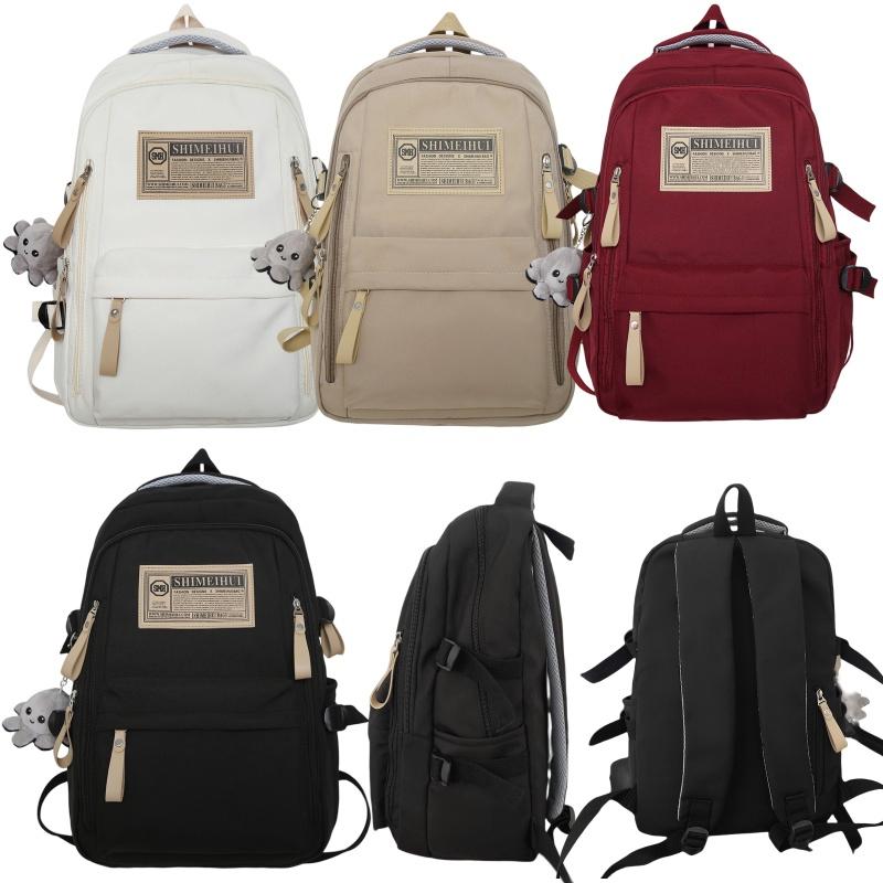 Ulzzang Canvas Backpack For Girls Korean Style Fashionable Streetwear Nylon Material Cow Print Design