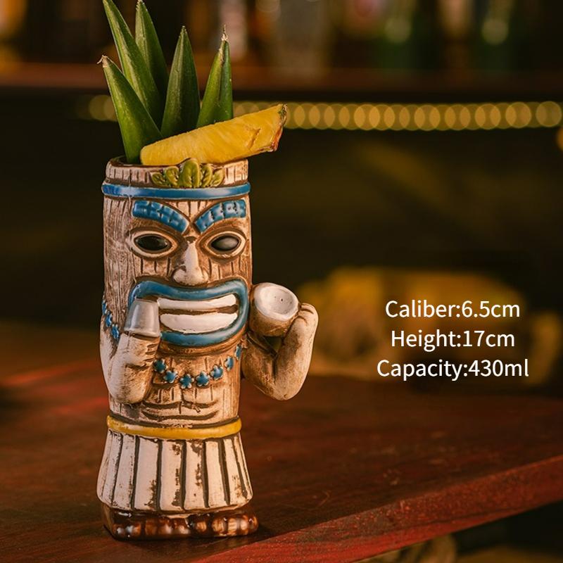 New 2025 Hawaiian Style Brown Tiki Mug Creative Ceramic Cocktail Cup For Tiki Bar Party Drinkware 501-600ml